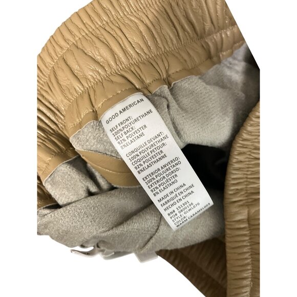 NWT Good American Faux Leather Wide Leg Trousers Warm Carmel Small (GA size 1) - Picture 9 of 11